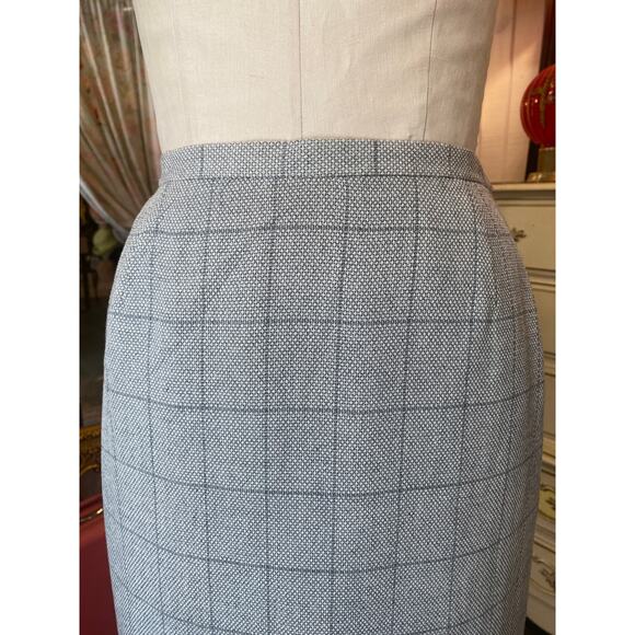 vintage 1990s Ungaro gray plaid womens suit double breasted jacket med 6 skirt - Picture 2 of 8